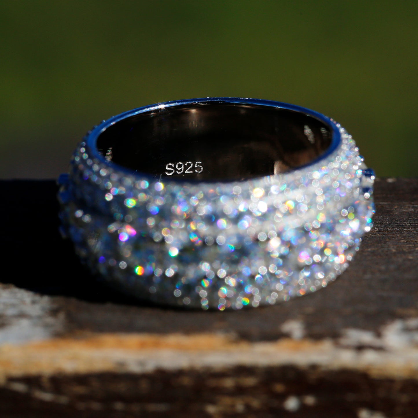 VVS1 Fully Iced 5 Rows Moissanite Ring for Men
