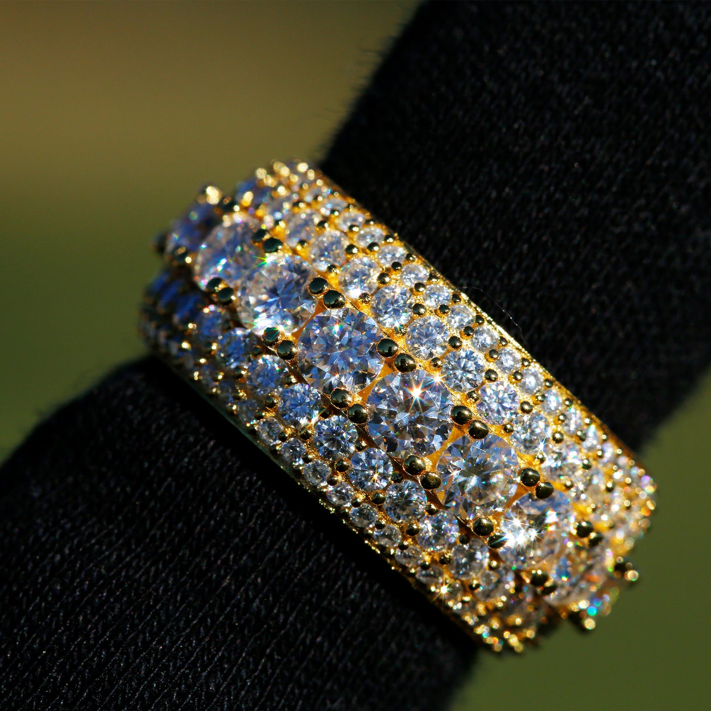 VVS1 Fully Iced 5 Rows Moissanite Ring for Men