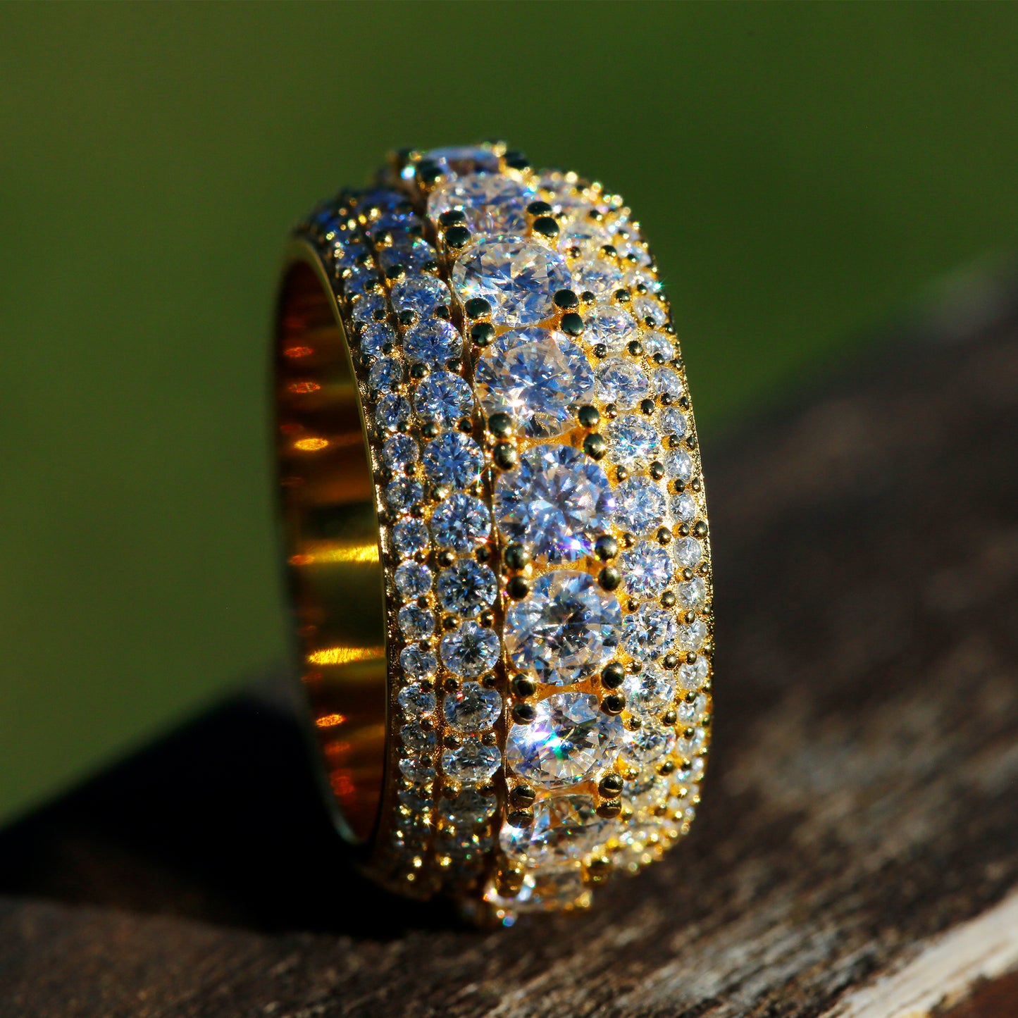 VVS1 Fully Iced 5 Rows Moissanite Ring for Men
