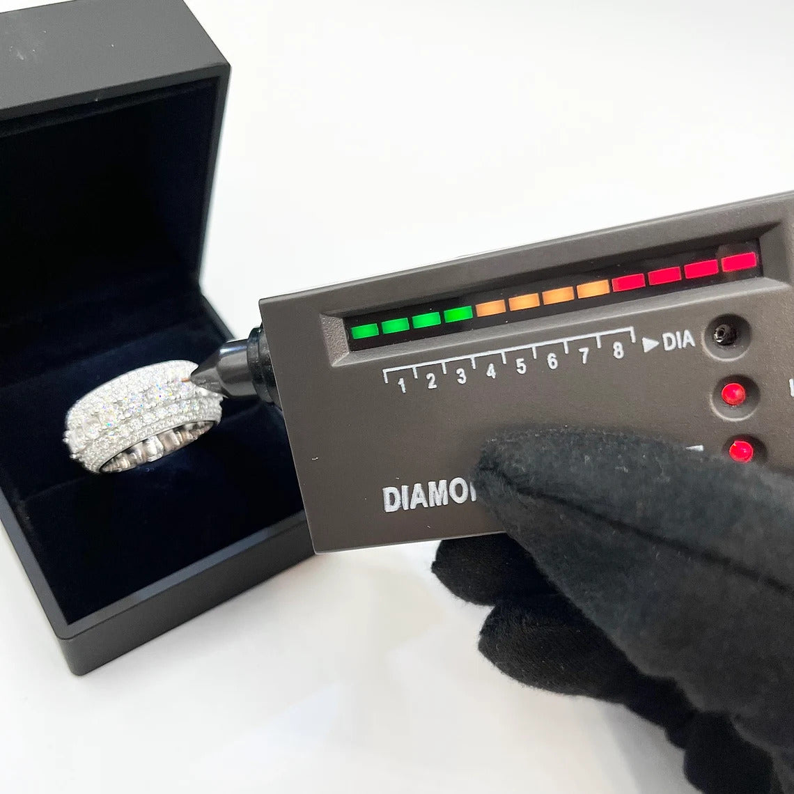 VVS1 Fully Iced 5 Rows Moissanite Ring for Men