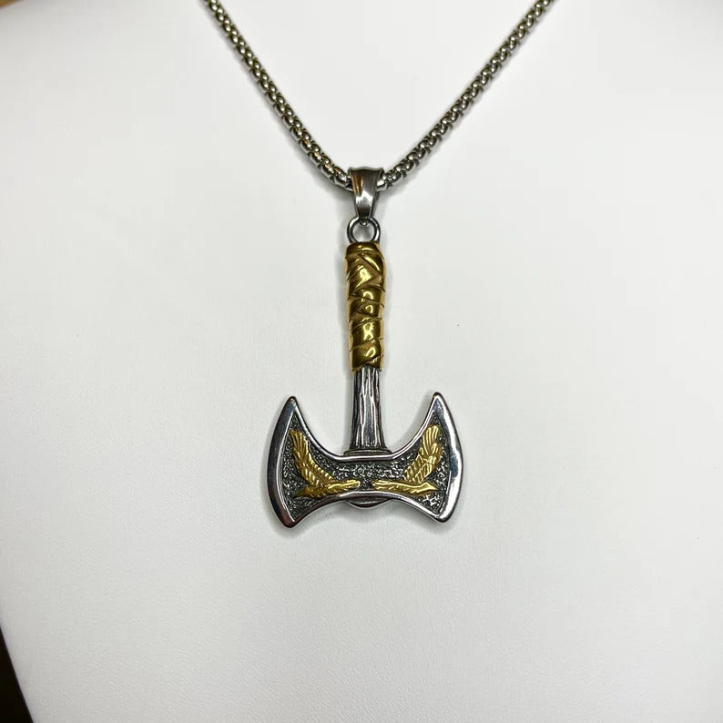 Gold Viking Axe Pendant