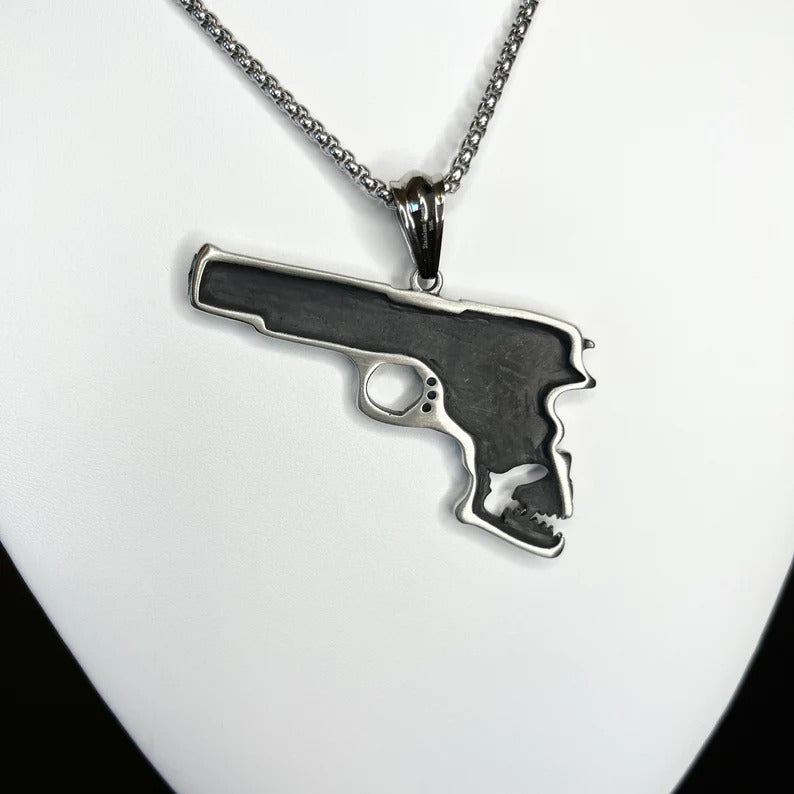 Gothic Skull Pistol Pendant