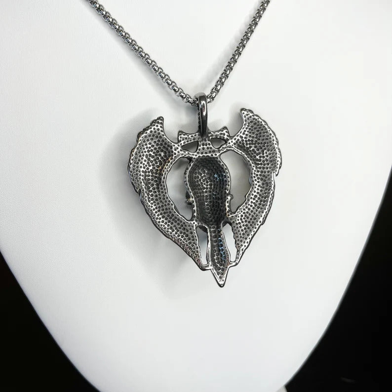 Gothic Angel Wings Skull Pendant