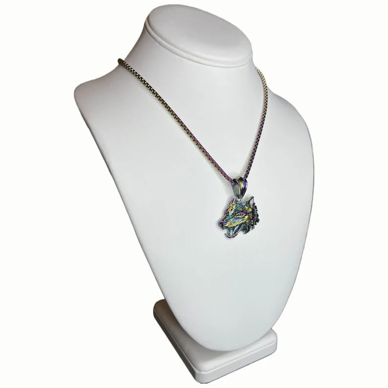 Colorful Wolf Head Pendant