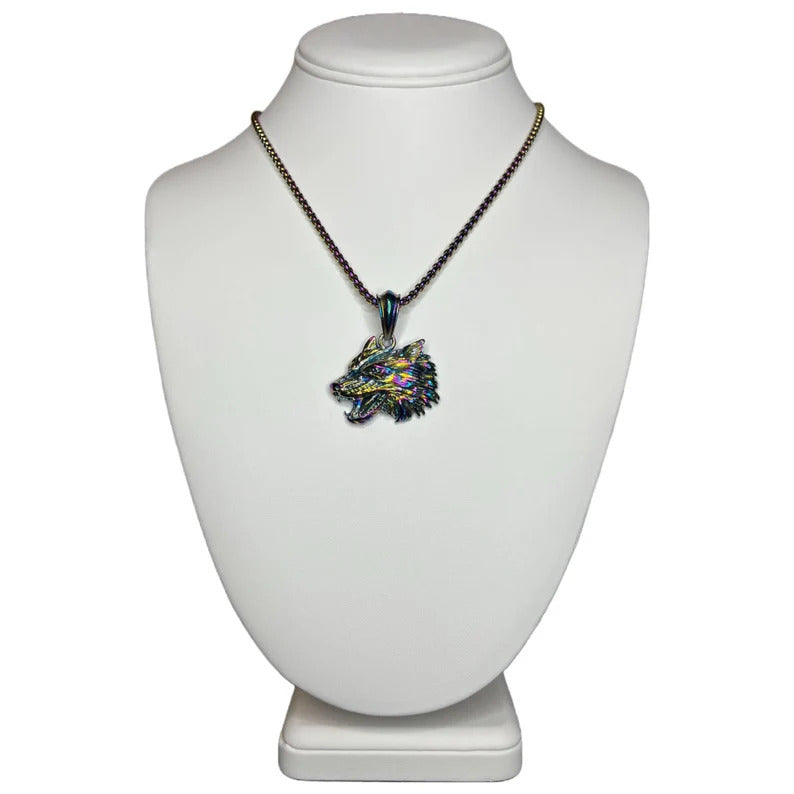Colorful Wolf Head Pendant