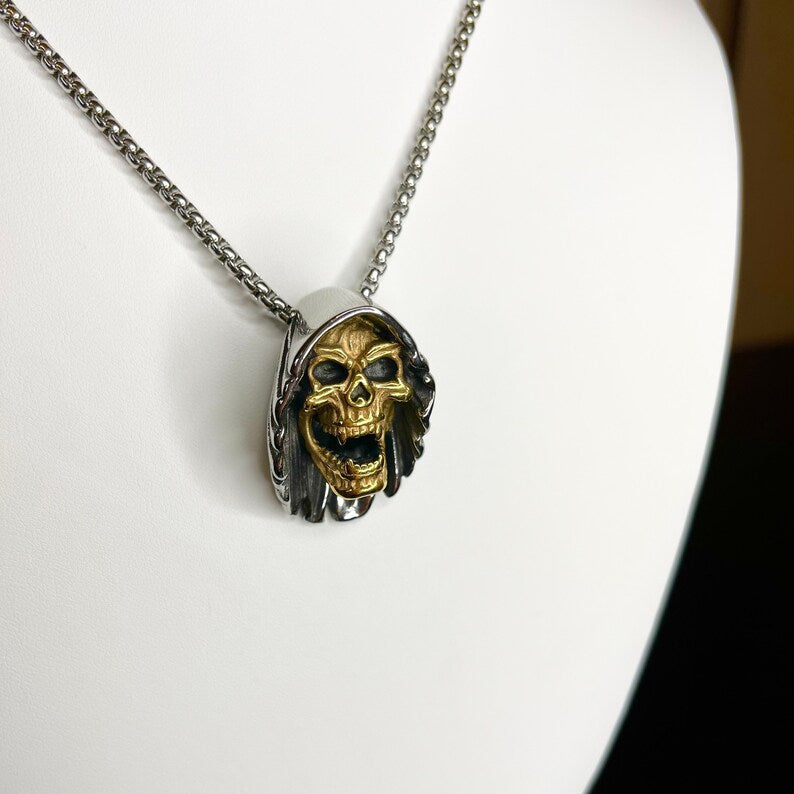 Dark Grim Reaper Skeleton Pendant