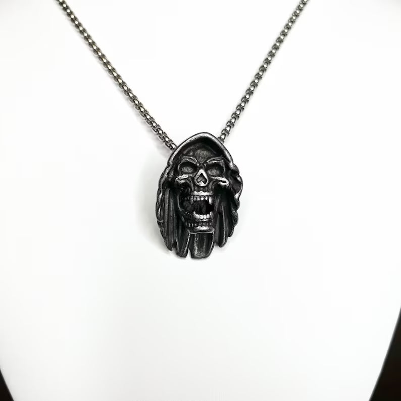 Dark Grim Reaper Skeleton Pendant