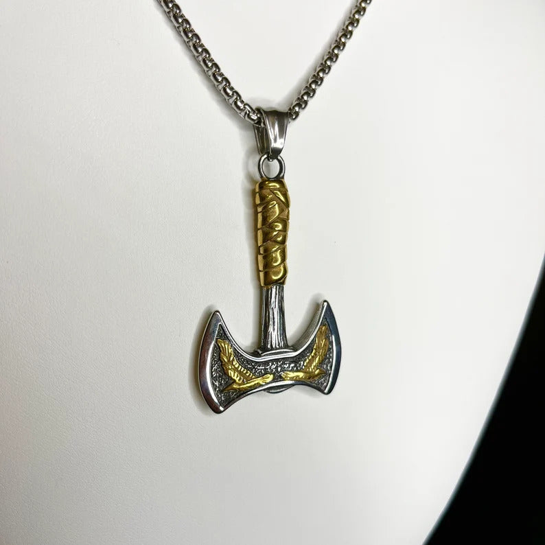 Gold Viking Axe Pendant