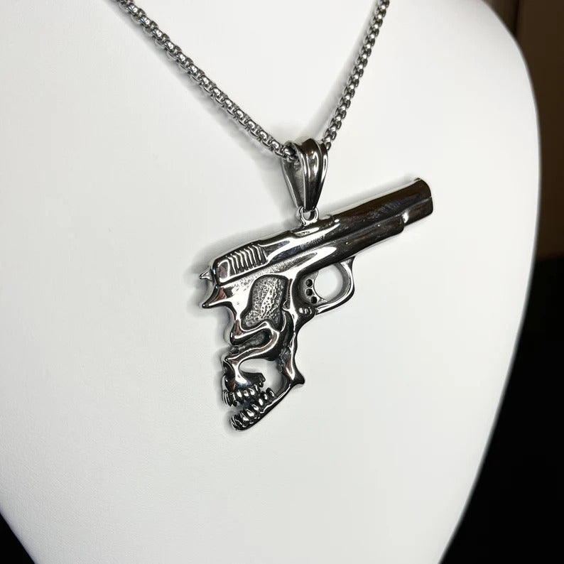 Gothic Skull Pistol Pendant