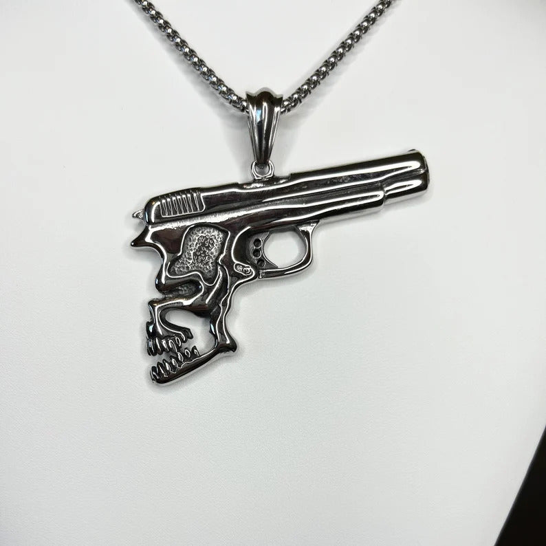 Gothic Skull Pistol Pendant
