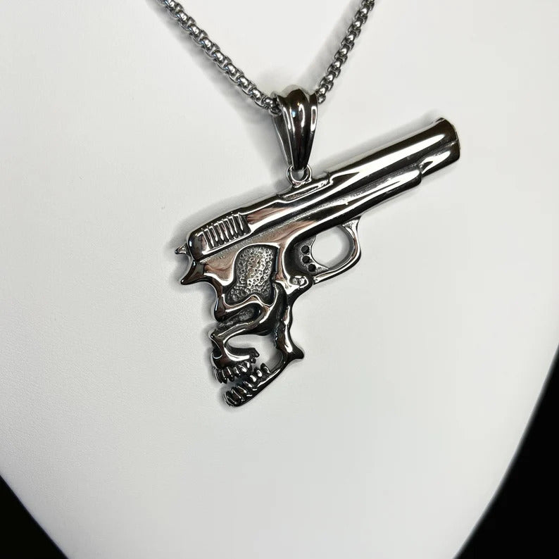 Gothic Skull Pistol Pendant