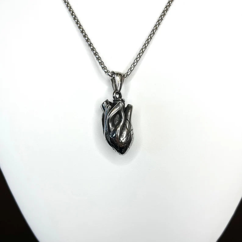 Silver Anatomical Heart Pendant