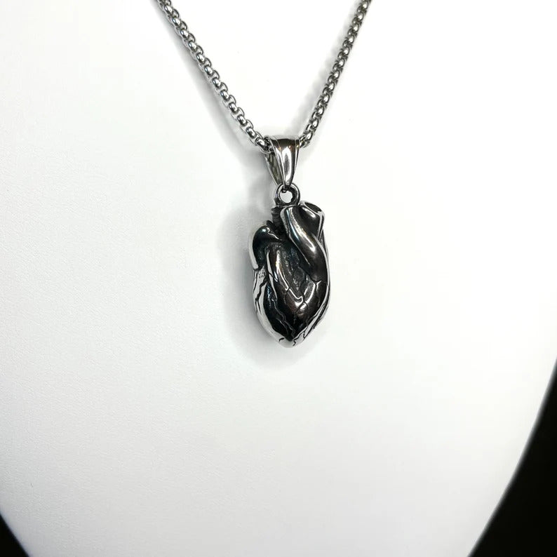 Silver Anatomical Heart Pendant
