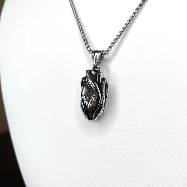 Silver Anatomical Heart Pendant
