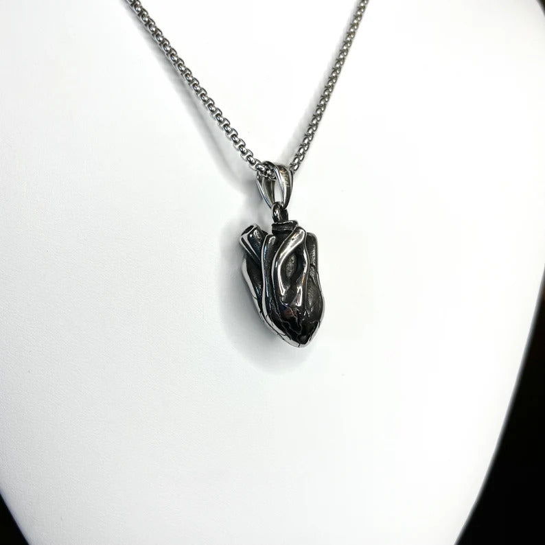 Silver Anatomical Heart Pendant
