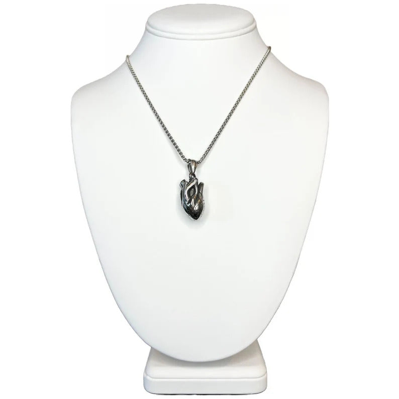 Silver Anatomical Heart Pendant