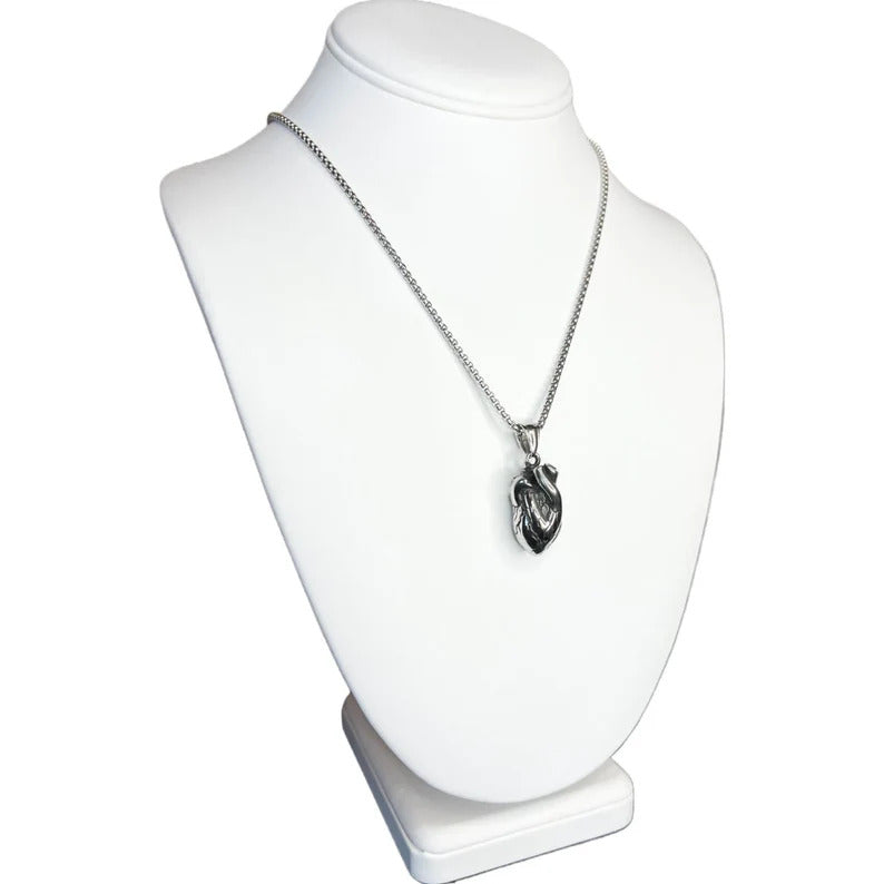 Silver Anatomical Heart Pendant