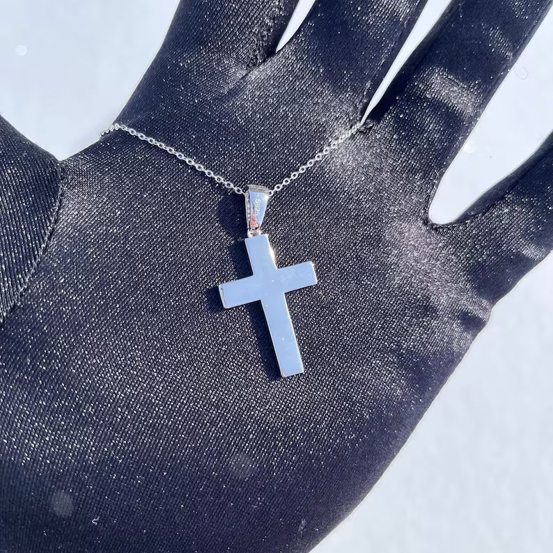 VVS Moissanite Fully Iced 925 Sterling Silver Cross Pendant - Pendant Only