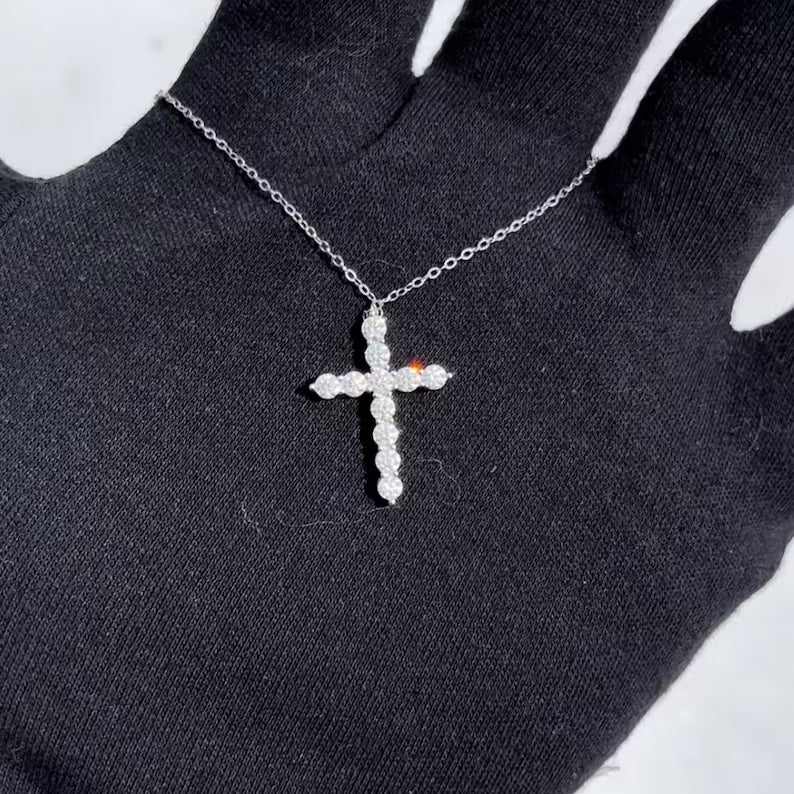 1.1ctw VVS Moissanite Dainty Cross