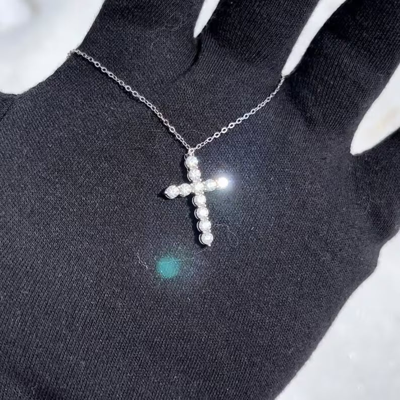 1.1ctw VVS Moissanite Dainty Cross