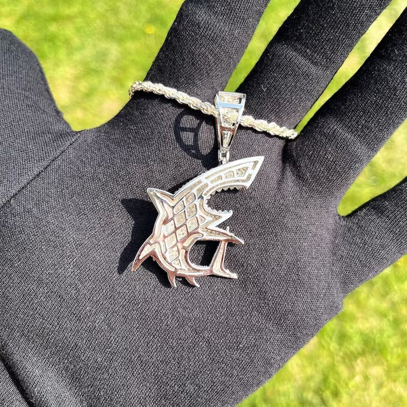 VVS1 Moissanite Shark Pendant