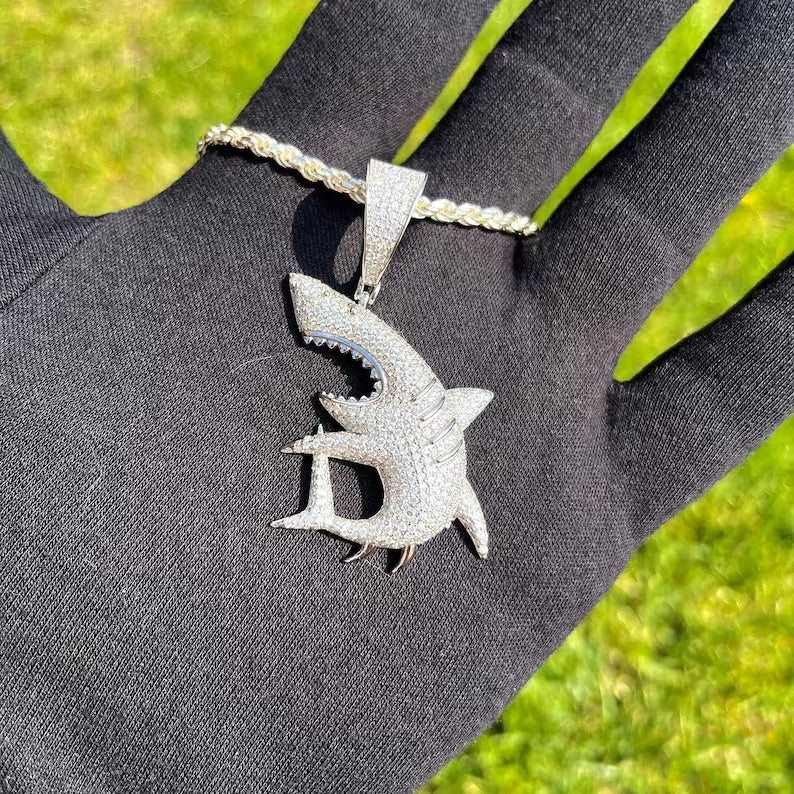 VVS1 Moissanite Shark Pendant