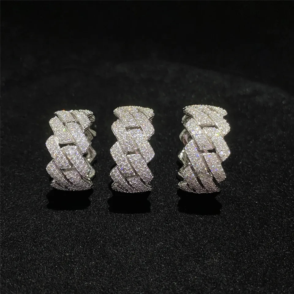 VVS1 Moissanite 925 Sterling Silver Cuban Link Ring