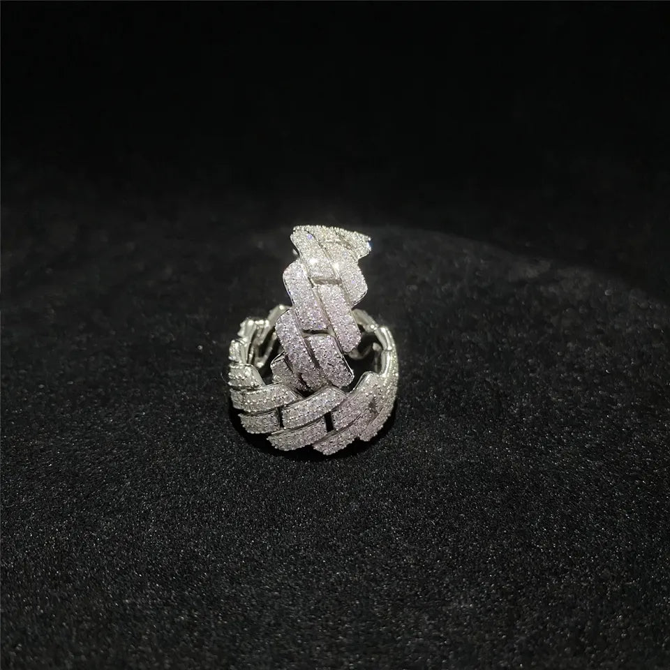 VVS1 Moissanite 925 Sterling Silver Cuban Link Ring