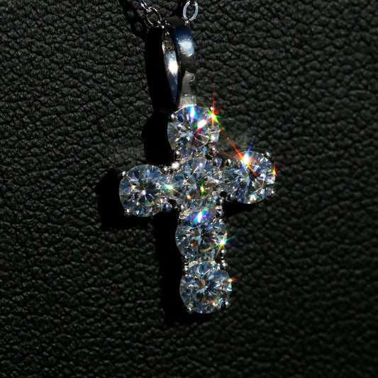 1.8ctw Tiny Moissanite S925 Cross Pendant