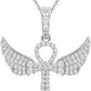 Moissanite Ankh Cross with Wings Pendant