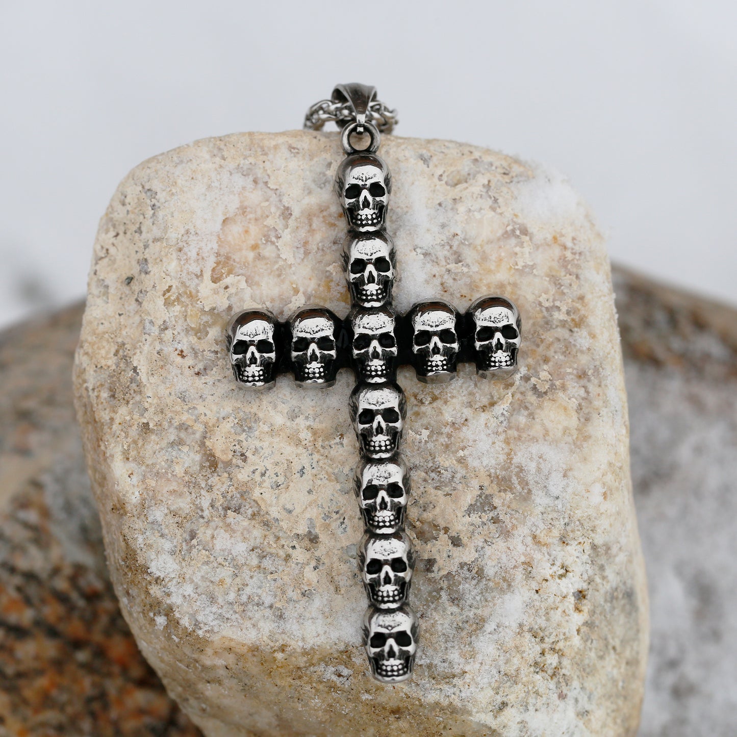Small/Large Skeleton Head Cross Pendant