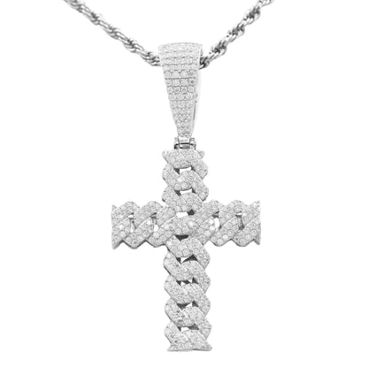 Moissanite Cuban Link Cross Pendant