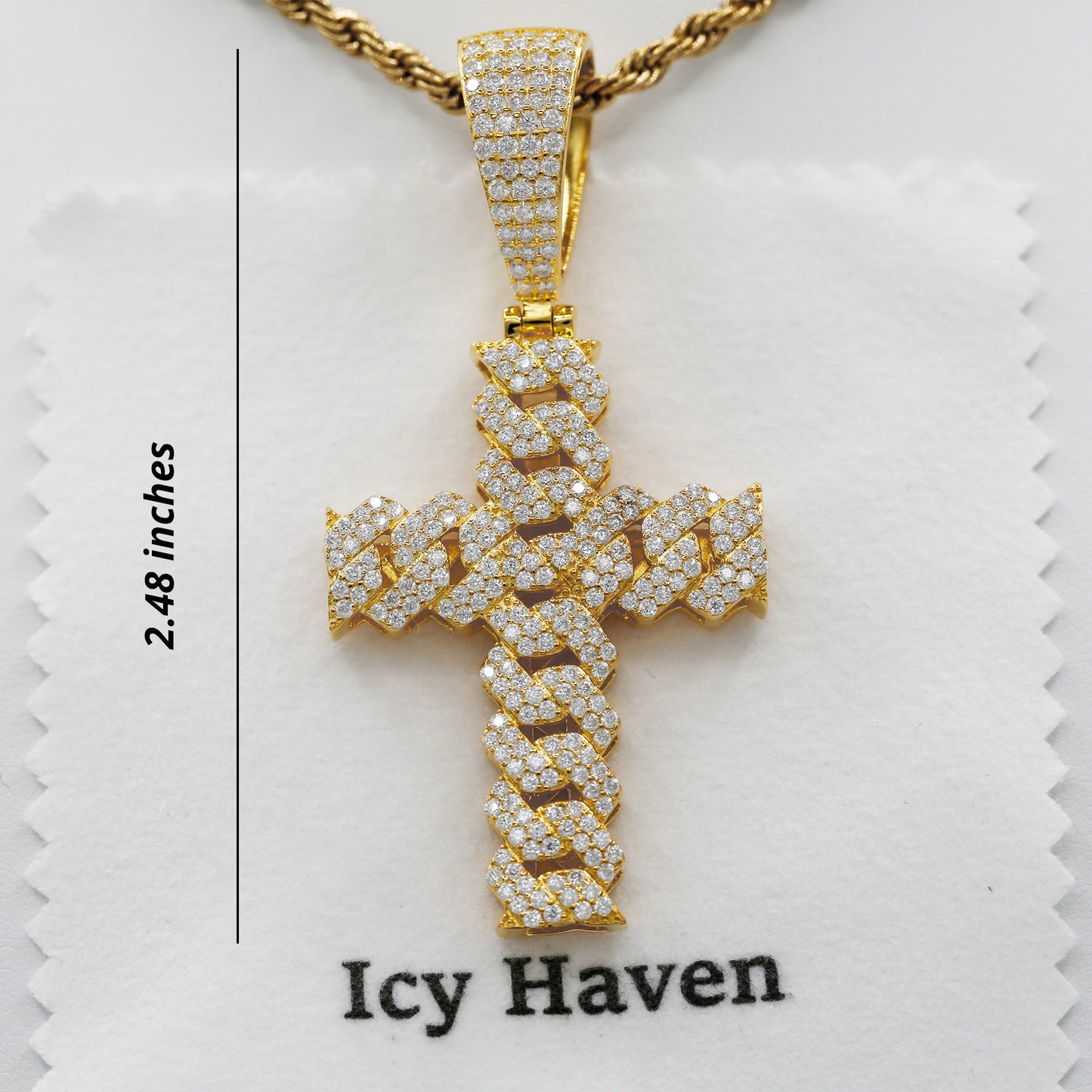 Moissanite Cuban Link Cross Pendant