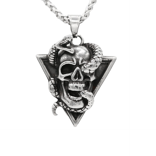 Triangle Shape Snake & Skull Pendant