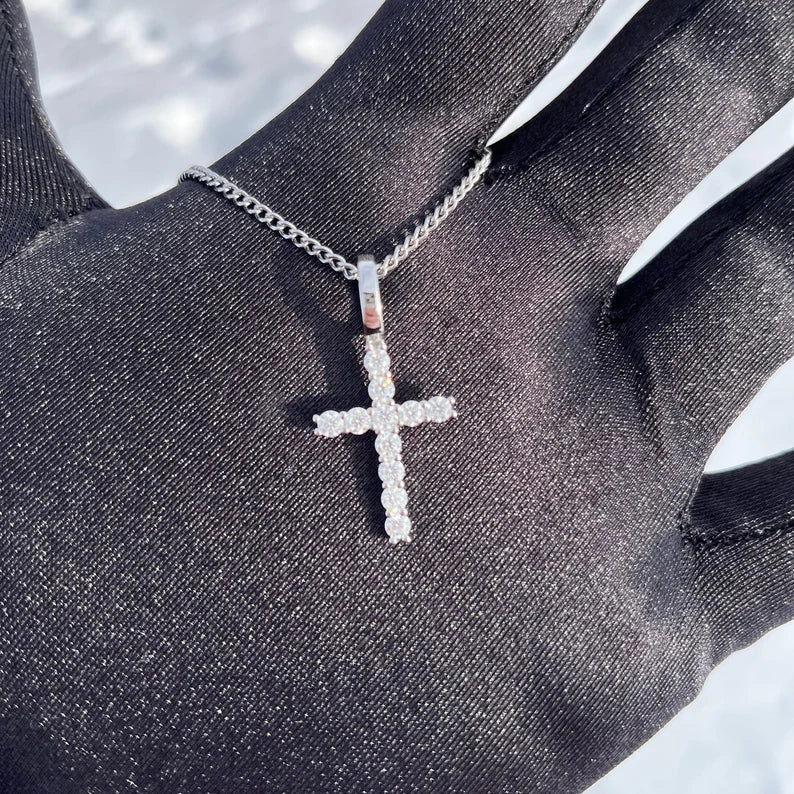 925 Sterling Silver VVS1 Moissanite Cross Pendant